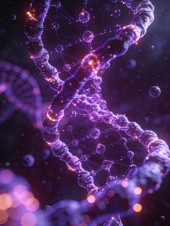 DNA molecule structure, 3d render. Science and medical background.の写真素材