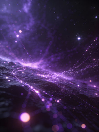 abstract technology background with glowing particles. 3d rendering, 3d illustration.の写真素材