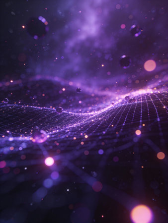 3D illustration of abstract digital background with particles and bokeh