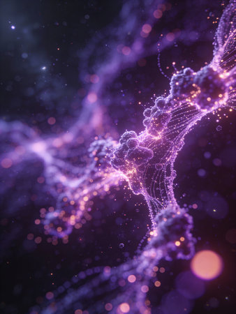 3D rendering of abstract digital particles. Futuristic background with glowing particles.の写真素材