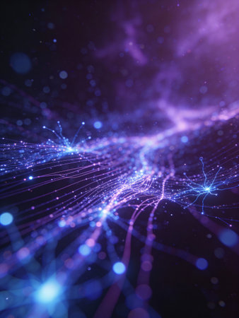 3d rendering of abstract technology background with glowing particles. Network concept