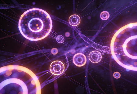 Abstract background with glowing lines and dots. 3d rendering toned image