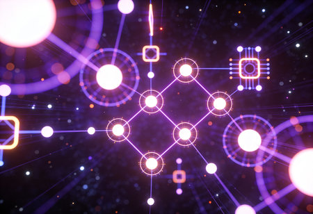 Abstract technology background with lines and dots. 3d rendering toned image