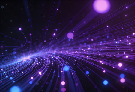 3d illustration of abstract background with glowing particles and depth of field