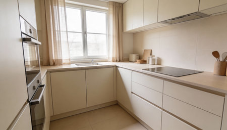interior of a modern kitchen in a new house, nobody inside