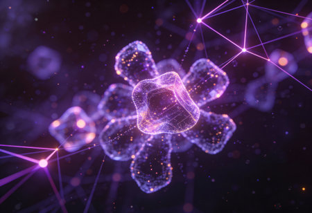 Abstract polygonal space low poly dark background with connecting dots and lines. Connection...