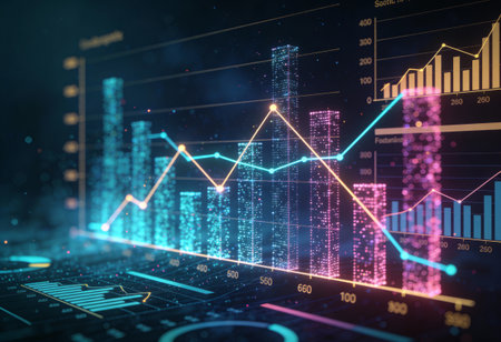 Abstract glowing glowing forex chart interface. Finance and trade concept. 3D Renderingの写真素材