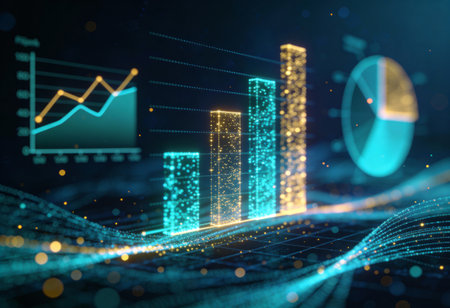 3d rendering of  financial graph on digital background. 3d illustration