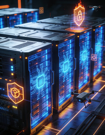 Cyber security and information technology concept. Cyber security and data protection. 3D Rendering