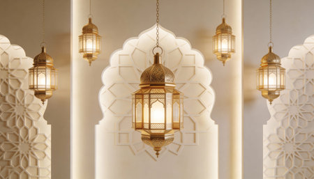 Lanterns in the arabic style on the ceiling