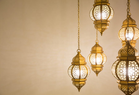 Lanterns hanging on the ceiling in morocco styleの写真素材