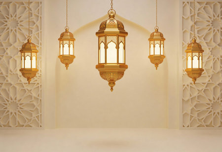 Lanterns in morocco style on a white background