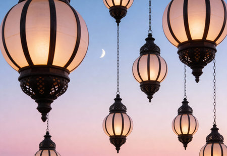 Lanterns in the evening.