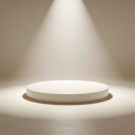 3d rendering of a white round podium on a light background.の写真素材