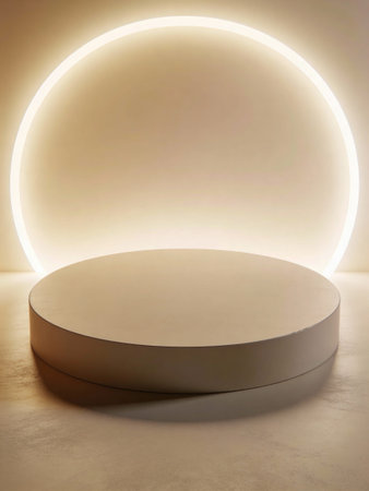 Empty round podium for product display, mock up, 3d render