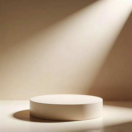 3d render of podium for product presentation. Mock up scene with empty round stage.の写真素材
