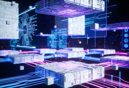 3d rendering of abstract technological background with circuit board and digital data