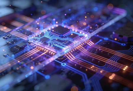 Circuit board close up. Technology and innovation concept. 3D Rendering
