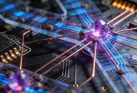 Circuit board close up. Technology background. 3d rendering.