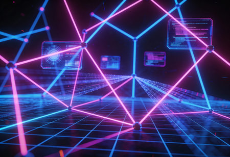 Futuristic polygonal background with connecting dots and lines. Network concept. 3D Rendering