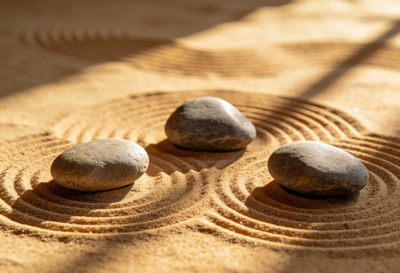 zen garden meditation stone background, zen stones in sand, harmony conceptの写真素材
