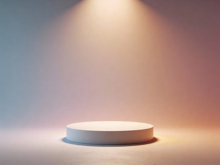 Empty white podium for product presentation. 3D render, 3D illustration