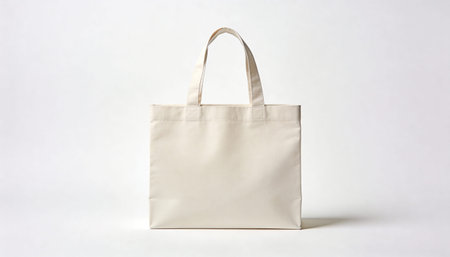 Beige cotton bag isolated on white background, clipping path included.の写真素材