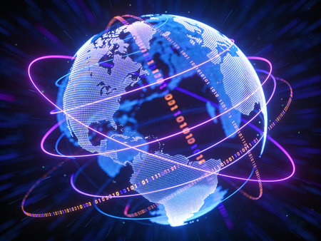 Global network connection around the world. 3d rendering abstract background.