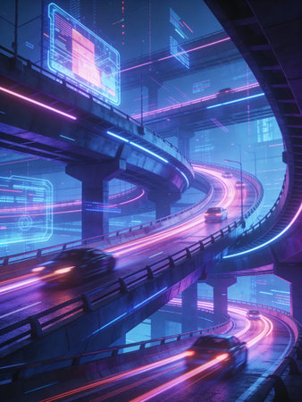 Highway in the city. Concept of speed and motion. 3d renderingの写真素材