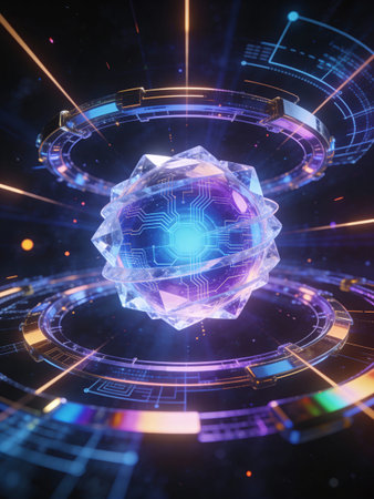 3D rendering of abstract technology background. High tech concept. 3D illustrationの写真素材