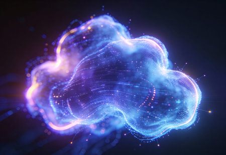 3d rendering of abstract particles in space, computer generated abstract backgroundの写真素材