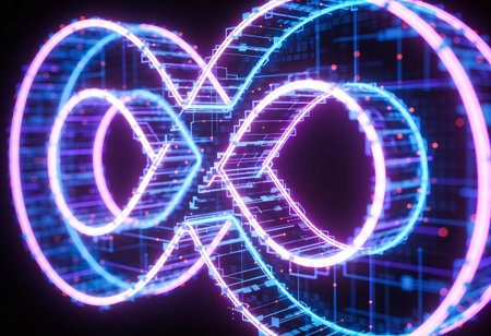 Futuristic infinity symbol, computer generated abstract background, 3D renderingの写真素材