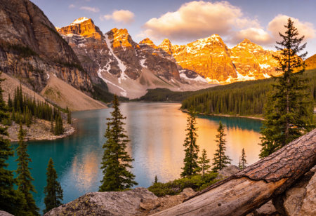 Moraine Lake in Banff National Park, Alberta, Canada.の写真素材