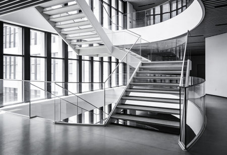 Staircase in the modern office building. 3D rendering.の写真素材