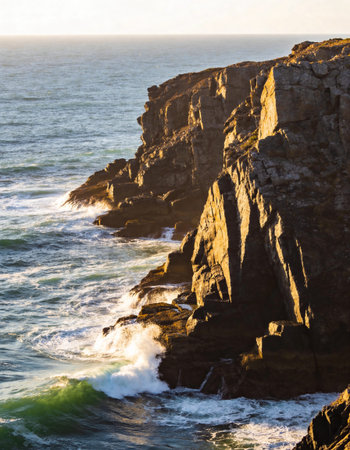 Rugged Atlantic Ocean Coastline at Sunset in Tenerife Canary Islands Spainの写真素材