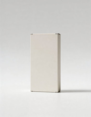 Blank white box mockup on white background. 3d renderingの写真素材