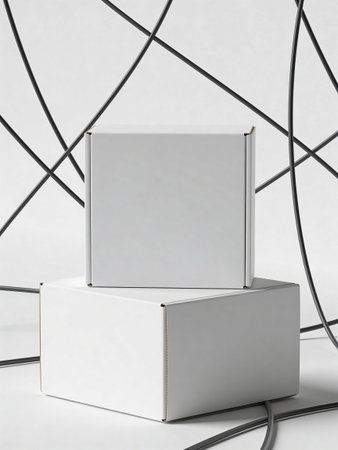 White box mockup on a white background. 3d rendering.の写真素材