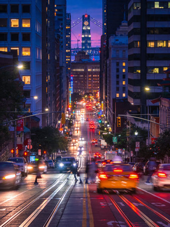 San Francisco streets at dusk.の写真素材
