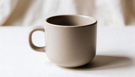 Coffee cup on a white background, close-up.