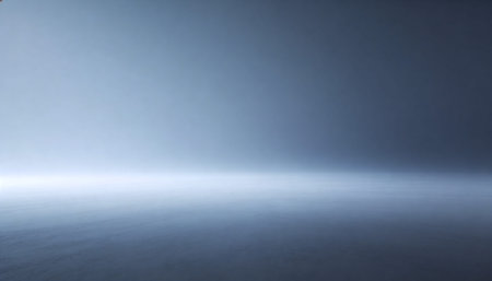 Futuristic empty room with concrete floor and blue background. 3D renderingの写真素材