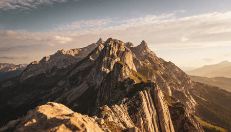 Mountain landscape in the Dolomites at sunset, Italy.の写真素材