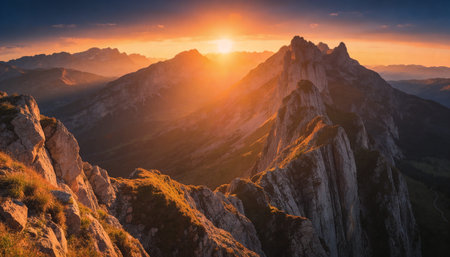 Beautiful summer sunrise in the mountains. Dolomites, Italyの写真素材