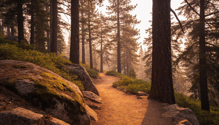 Beautiful mountain landscape with river and forest at sunset.の写真素材
