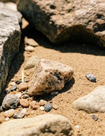 Stone on the beach. Close-up. Selective focus.