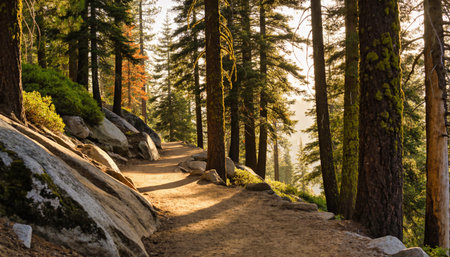 Hiking trail in the Yosemite National Park, California, USA.