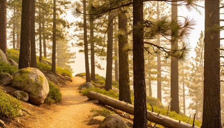 Path in the pine forest in La Palma, Canary Islands, Spain