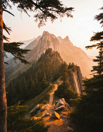 Sunset in the Dolomites, Italy. The Dolomites are a mountain range in South Tyrol, Italy.