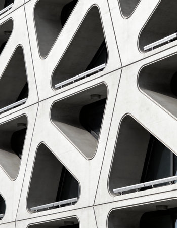 Detail of the facade of a modern office building in Lisbon, Portugal