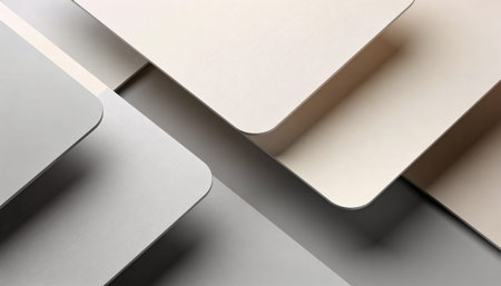 close up of  a white and gray note papers on white background