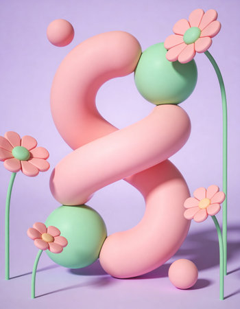 3d render of minimal product display podium or platform with pink flowers.